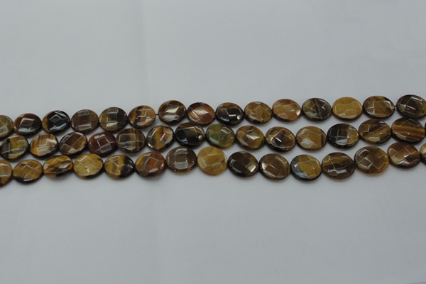 CTE1724 15.5 inches 10mm faceted coin yellow tiger eye beads