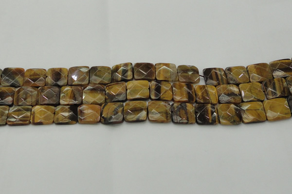 CTE1733 15.5 inches 14*14mm faceted square yellow tiger eye beads