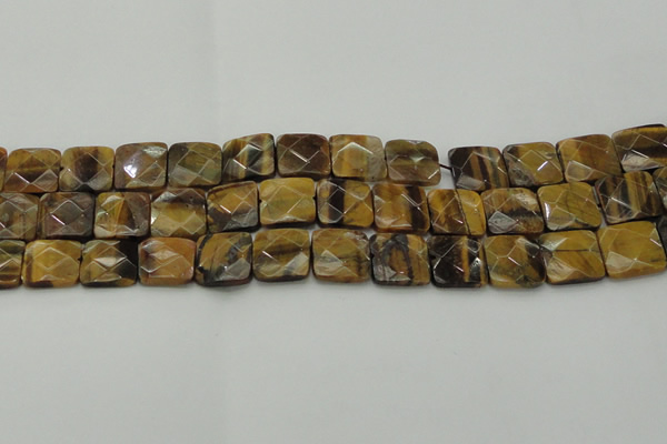 CTE1734 15.5 inches 15*15mm faceted square yellow tiger eye beads