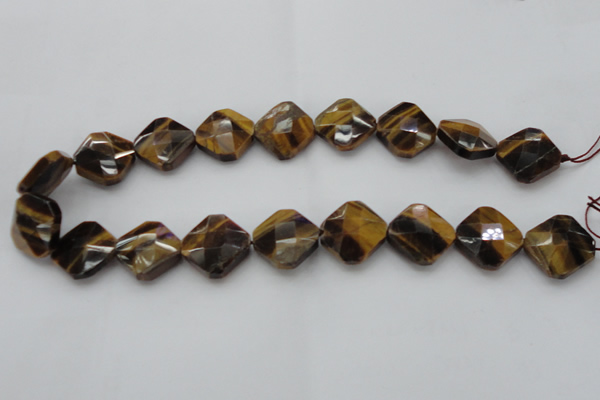 CTE1738 15.5 inches 20*20mm faceted diamond yellow tiger eye beads