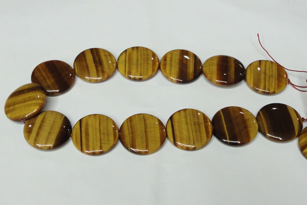 CTE178 15.5 inches 30mm flat round yellow tiger eye gemstone beads