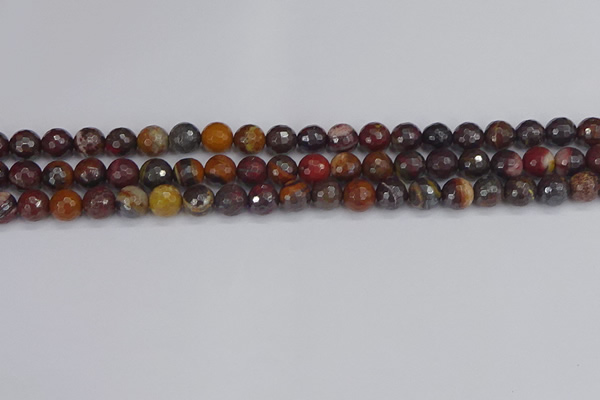 CTE1820 15.5 inches 8mm faceted round red iron tiger beads