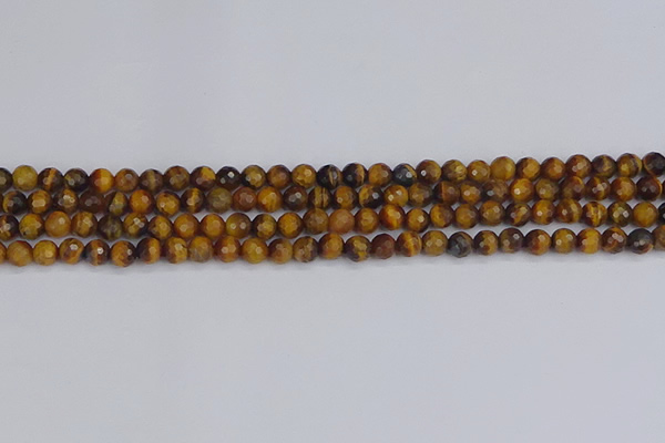 CTE1826 15.5 inches 4mm faceted round yellow tiger eye beads