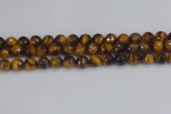 CTE1830 15.5 inches 12mm faceted round yellow tiger eye beads