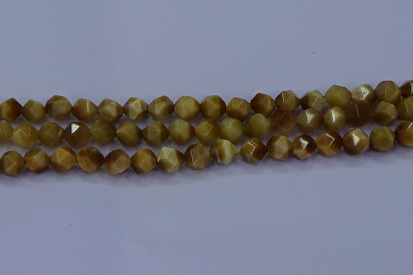 CTE1902 15.5 inches 8mm faceted nuggets golden tiger eye beads