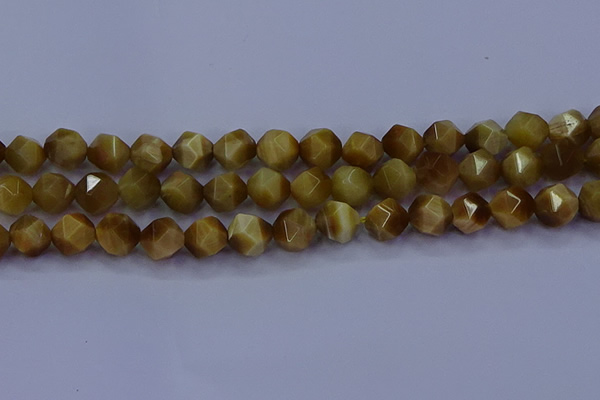 CTE1904 15.5 inches 12mm faceted nuggets golden tiger eye beads