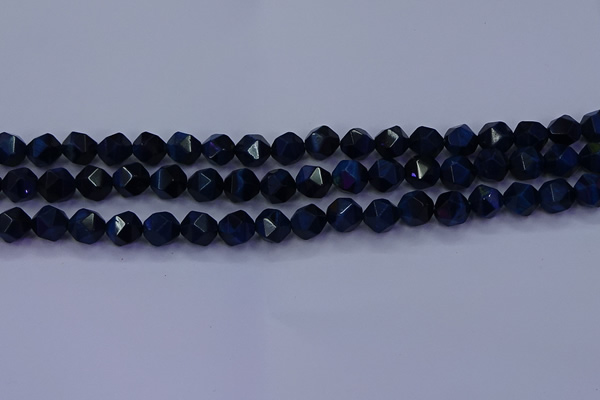 CTE1912 15.5 inches 8mm faceted nuggets blue tiger eye beads