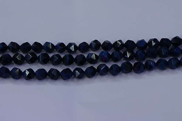 CTE1913 15.5 inches 10mm faceted nuggets blue tiger eye beads