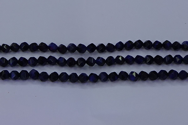 CTE1916 15.5 inches 6mm faceted nuggets blue tiger eye beads