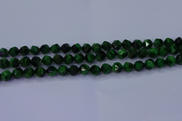 CTE1922 15.5 inches 8mm faceted nuggets green tiger eye beads