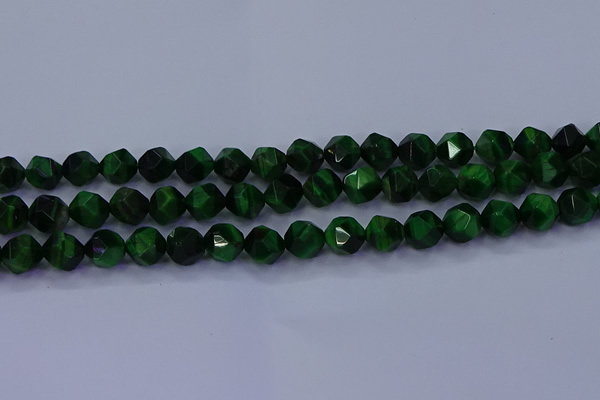 CTE1923 15.5 inches 10mm faceted nuggets green tiger eye beads