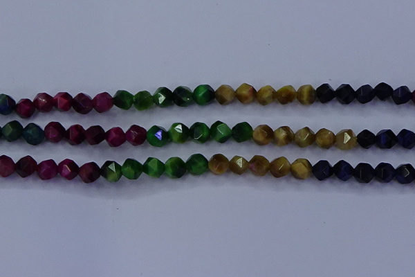 CTE1927 15.5 inches 8mm faceted nuggets colorful tiger eye beads