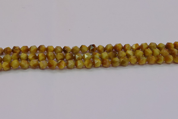 CTE1932 15.5 inches 8mm faceted nuggets golden tiger eye beads