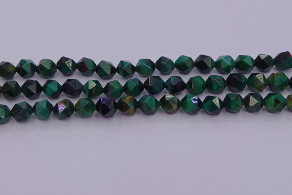 CTE1948 15.5 inches 10mm faceted nuggets green tiger eye beads