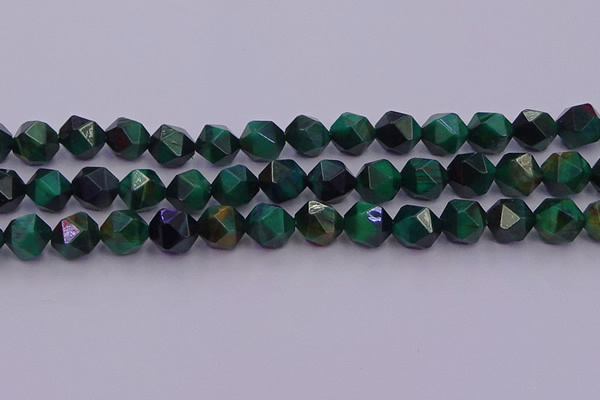 CTE1949 15.5 inches 12mm faceted nuggets green tiger eye beads