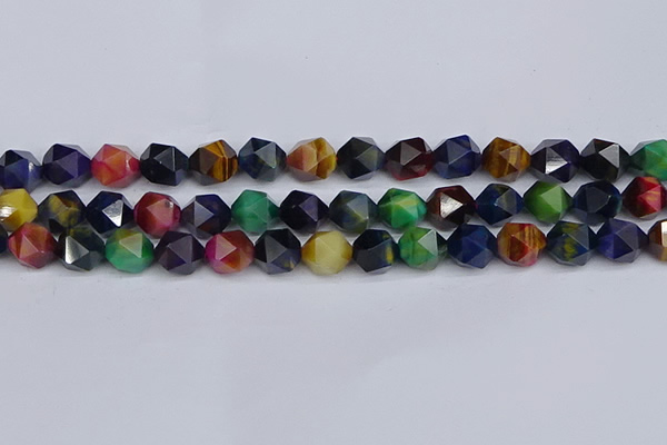CTE1971 15.5 inches 10mm faceted nuggets mixed tiger eye beads