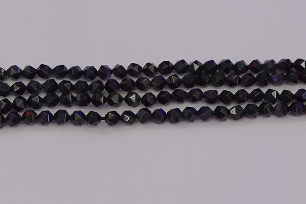 CTE1981 15.5 inches 6mm faceted nuggets blue tiger eye beads