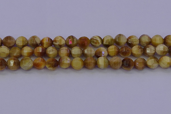 CTE1998 15.5 inches 10mm faceted round golden tiger eye beads