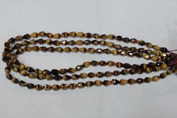 CTE203 15.5 inches 6*8mm faceted teardrop yellow tiger eye beads