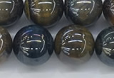 CTE2089 15.5 inches 14mm round AB-color blue & yellow tiger eye beads