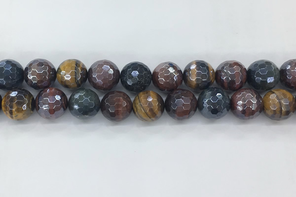 CTE2098 15.5 inches 16mm faceted round AB-color mixed tiger eye beads