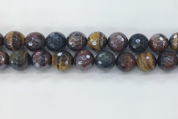 CTE2099 15.5 inches 18mm faceted round AB-color mixed tiger eye beads