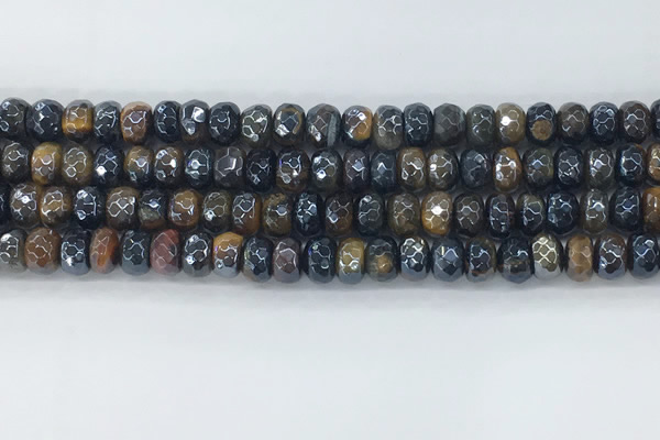 CTE2102 15.5 inches 5*8mm faceted rondelle AB-color mixed tiger eye beads