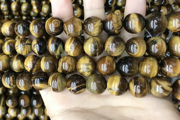 CTE2151 15.5 inches 14mm round yellow tiger eye beads wholesale