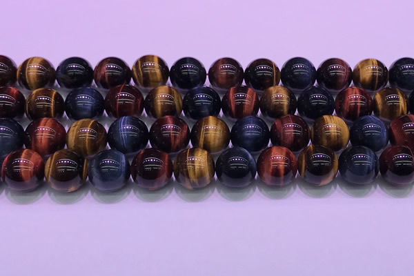 CTE2222 15.5 inches 12mm round colorful tiger eye gemstone beads