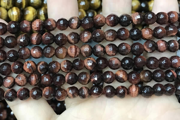 CTE2237 15.5 inches 6mm faceted round red tiger eye beads