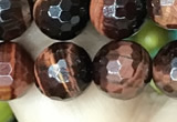 CTE2238 15.5 inches 8mm faceted round red tiger eye beads