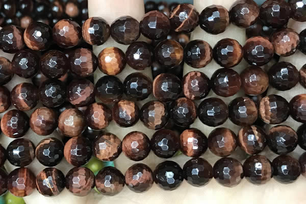 CTE2239 15.5 inches 10mm faceted round red tiger eye beads