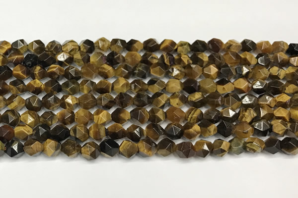 CTE2250 15 inches 6mm faceted nuggets yellow tiger eye beads