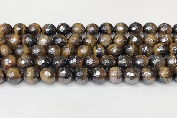 CTE2272 15 inches 10mm faceted round AB-color yellow tiger eye beads