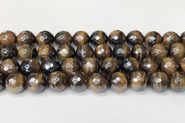 CTE2273 15 inches 12mm faceted round AB-color yellow tiger eye beads