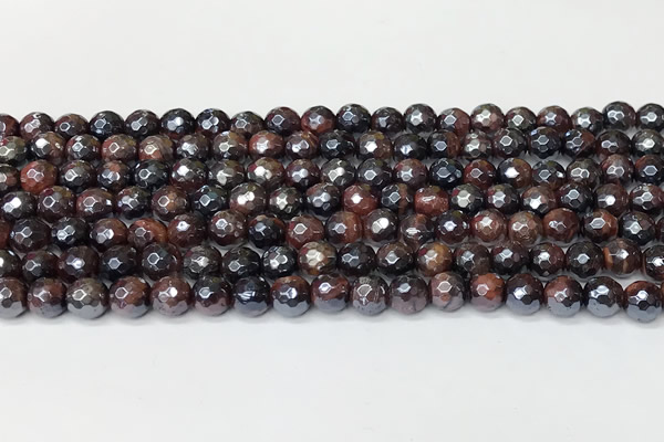 CTE2280 15 inches 6mm faceted round AB-color red tiger eye beads