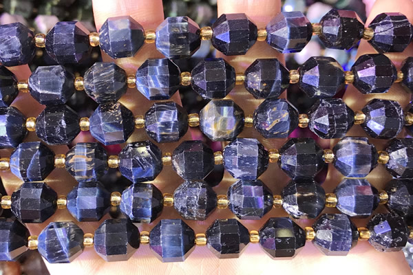 CTE2298 15 inches 9*10mm faceted blue tiger eye beads