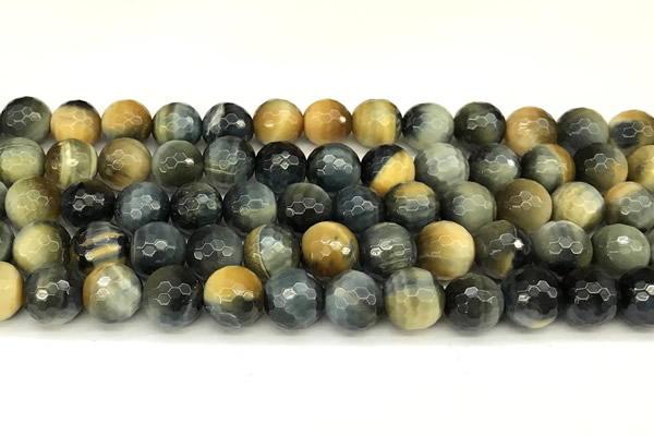 CTE2312 15 inches 10mm faceted round golden & blue tiger eye beads