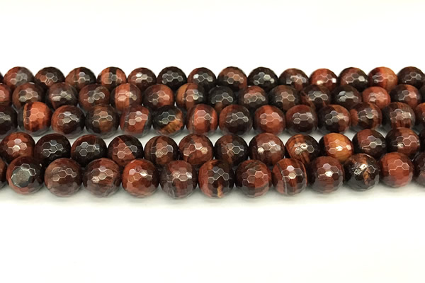CTE2321 15 inches 8mm faceted round red tiger eye beads