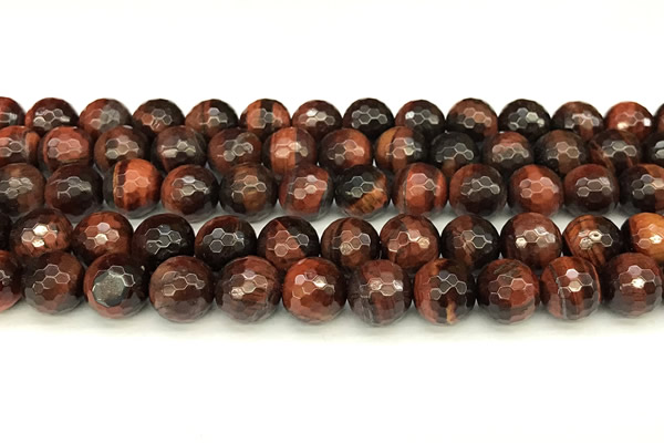 CTE2322 15 inches 10mm faceted round red tiger eye beads