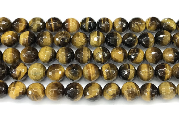 CTE2355 15 inches 10mm faceted round yellow tiger eye beads