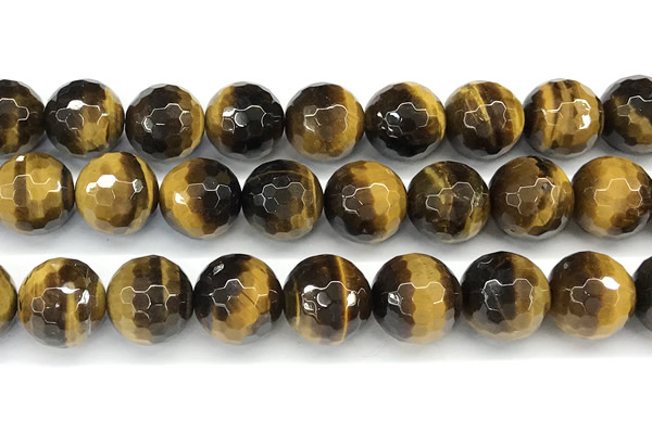 CTE2357 15 inches 14mm faceted round yellow tiger eye beads