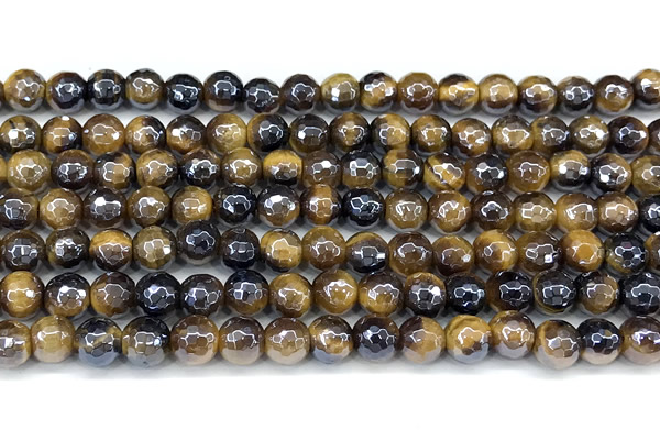 CTE2358 15 inches 6mm faceted round AB-color yellow tiger eye beads