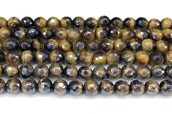 CTE2359 15 inches 8mm faceted round AB-color yellow tiger eye beads