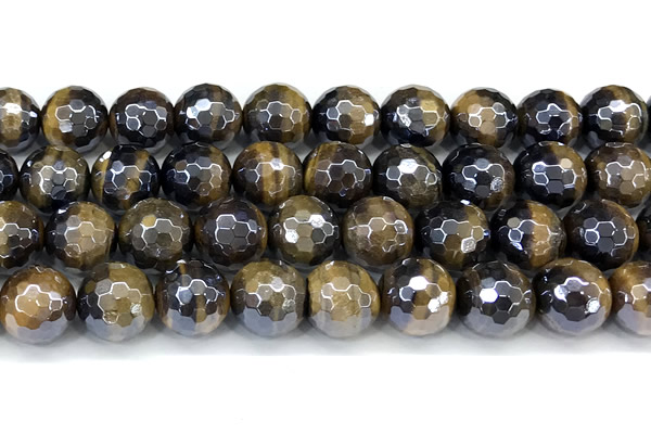 CTE2361 15 inches 12mm faceted round AB-color yellow tiger eye beads