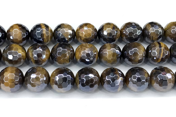 CTE2362 15 inches 14mm faceted round AB-color yellow tiger eye beads