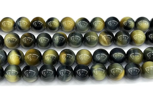 CTE2366 15 inches 12mm round golden & blue tiger eye beads