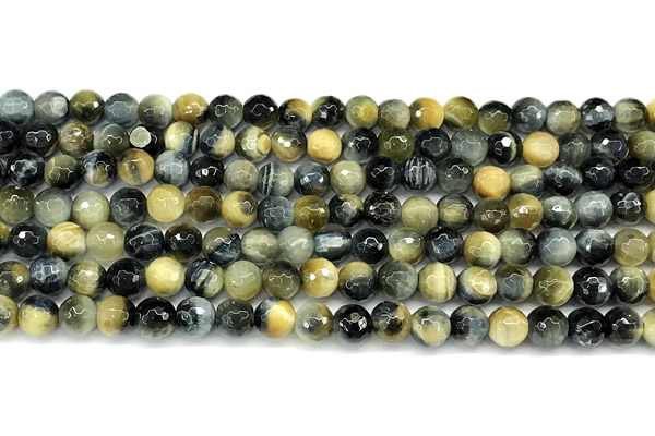 CTE2368 15 inches 6mm faceted round golden & blue tiger eye beads