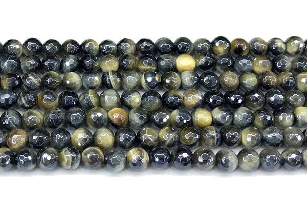 CTE2376 15 inches 6mm faceted round AB-color golden & blue tiger eye beads