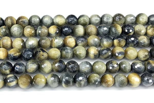 CTE2377 15 inches 8mm faceted round AB-color golden & blue tiger eye beads